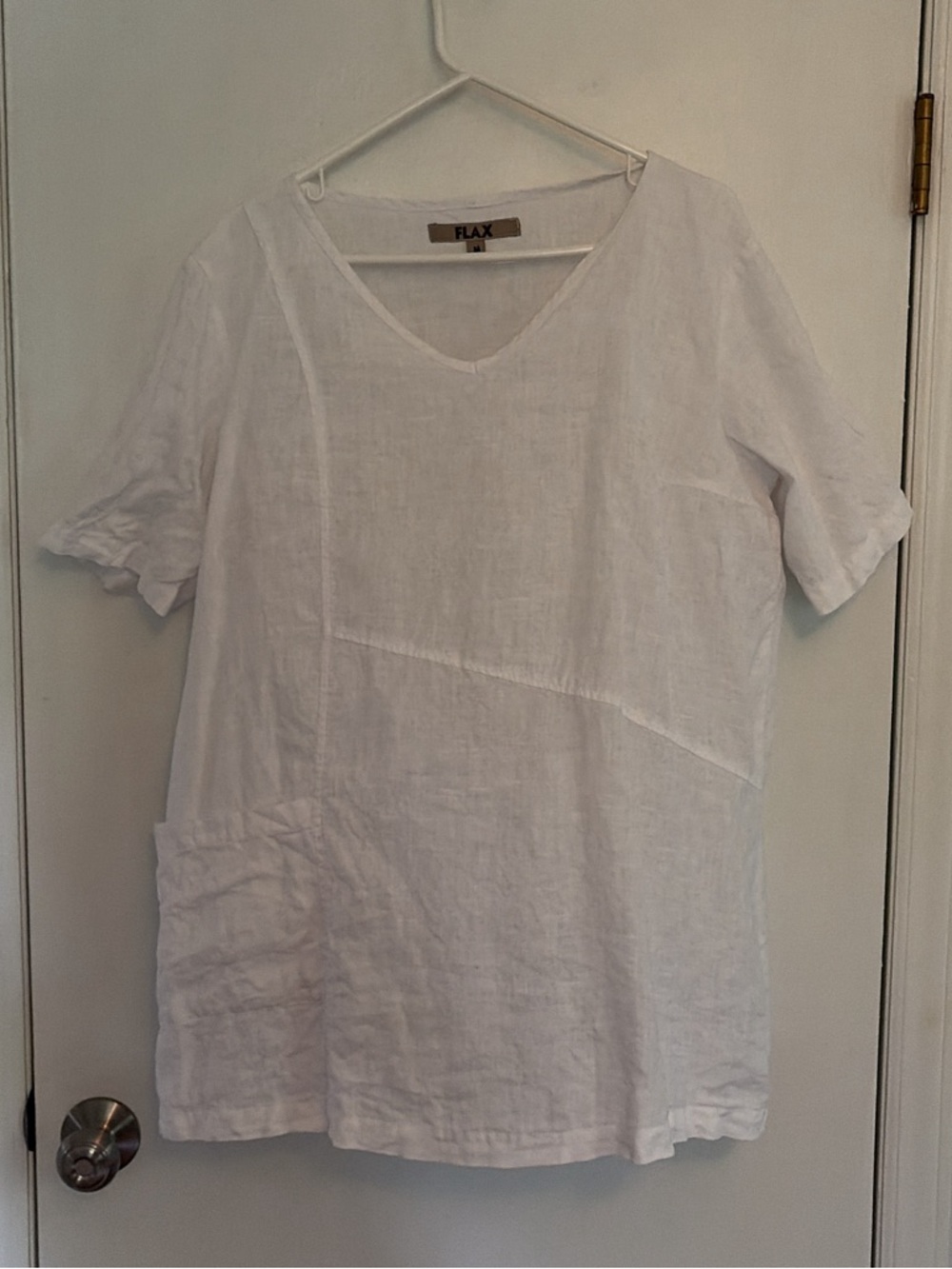 FLAX White Linen V-Neck Tunic